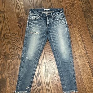 Moussy Distressed Denim Ankle Jeans
